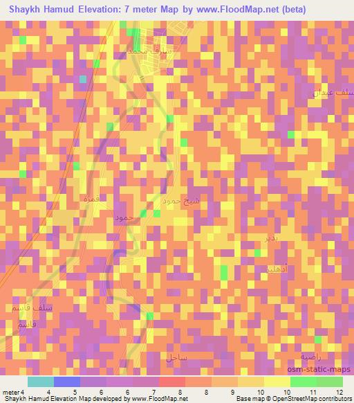 Shaykh Hamud,Iraq Elevation Map