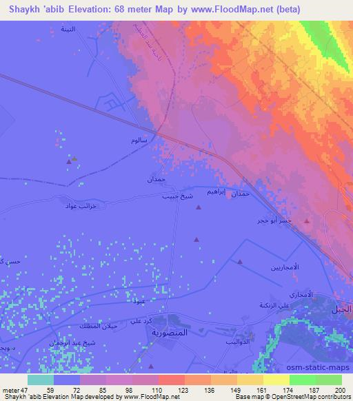 Shaykh 'abib,Iraq Elevation Map