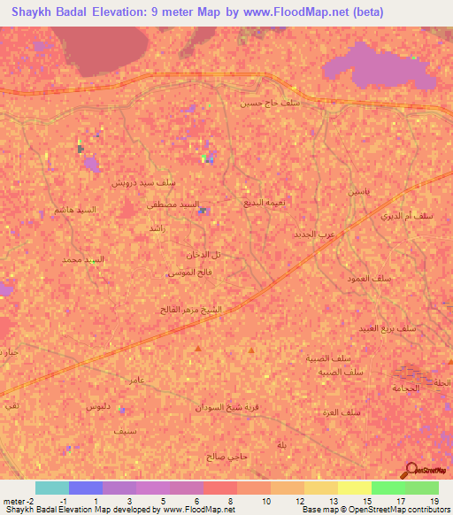 Shaykh Badal,Iraq Elevation Map