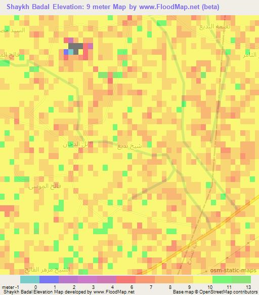 Shaykh Badal,Iraq Elevation Map