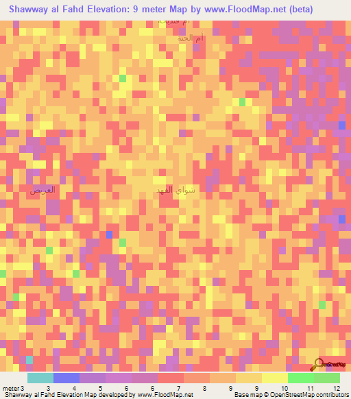 Shawway al Fahd,Iraq Elevation Map