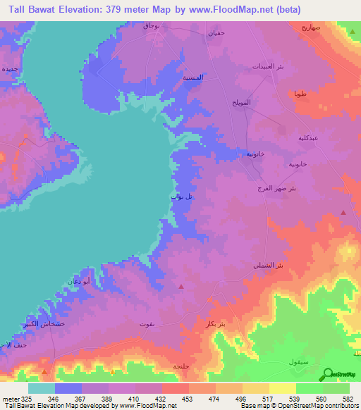 Tall Bawat,Syria Elevation Map