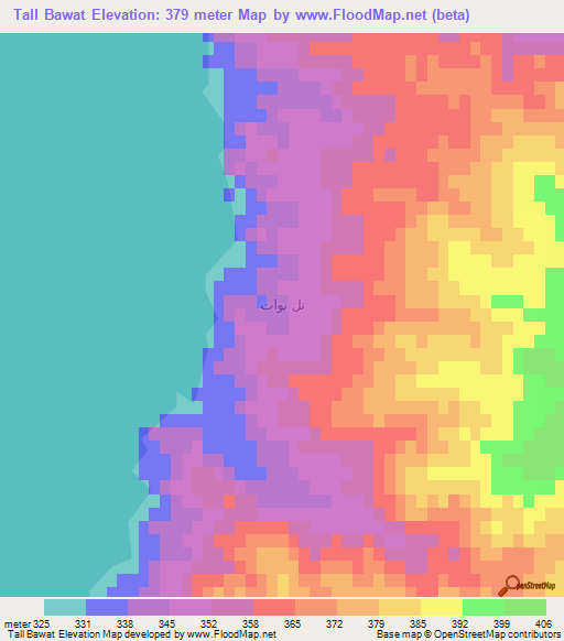 Tall Bawat,Syria Elevation Map