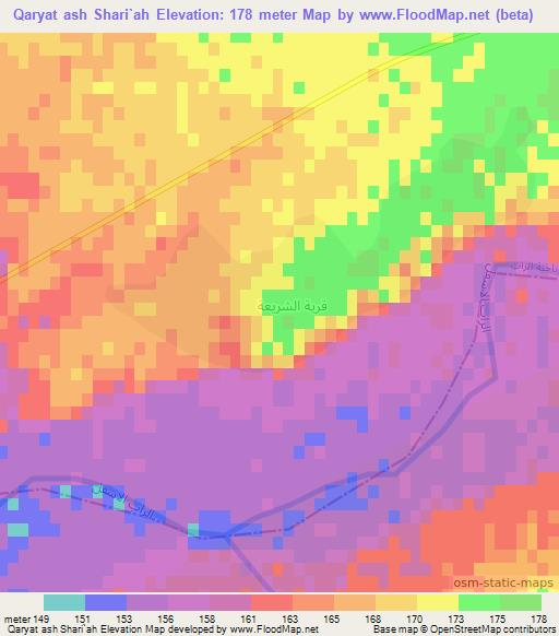 Qaryat ash Shari`ah,Iraq Elevation Map