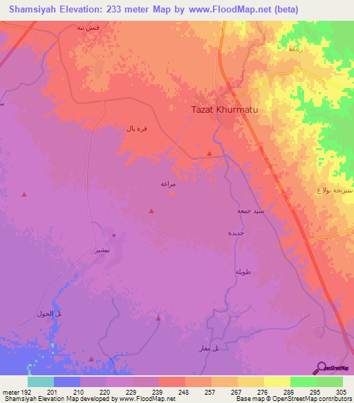 Shamsiyah,Iraq Elevation Map