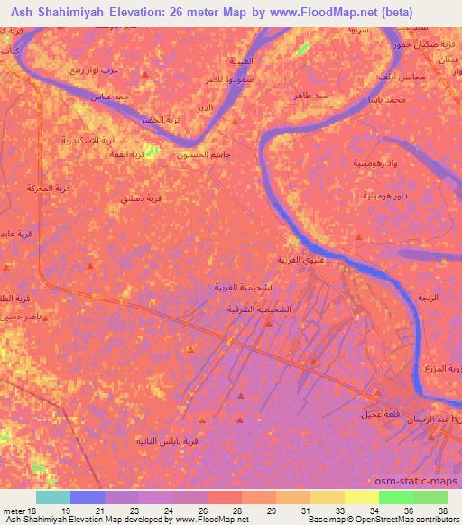 Ash Shahimiyah,Iraq Elevation Map