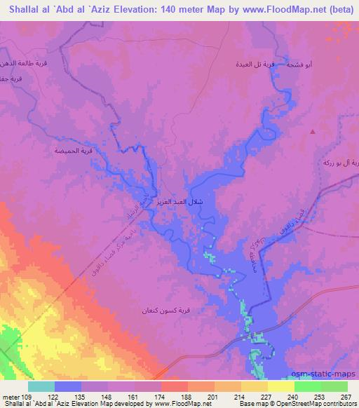 Shallal al `Abd al `Aziz,Iraq Elevation Map