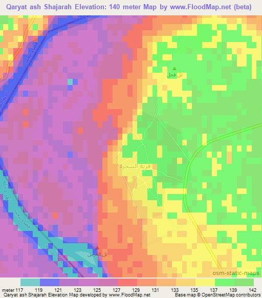 Qaryat ash Shajarah,Iraq Elevation Map