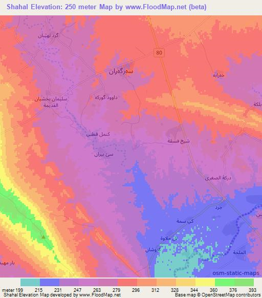 Shahal,Iraq Elevation Map