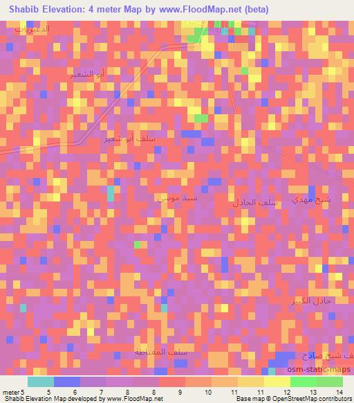 Shabib,Iraq Elevation Map