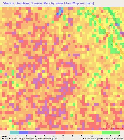 Shabib,Iraq Elevation Map