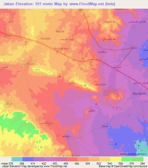 Jaban,Syria Elevation Map