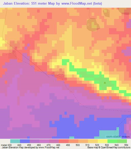 Jaban,Syria Elevation Map