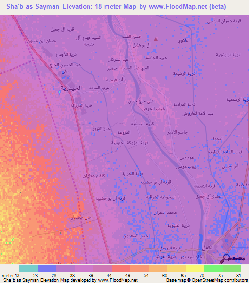 Sha`b as Sayman,Iraq Elevation Map