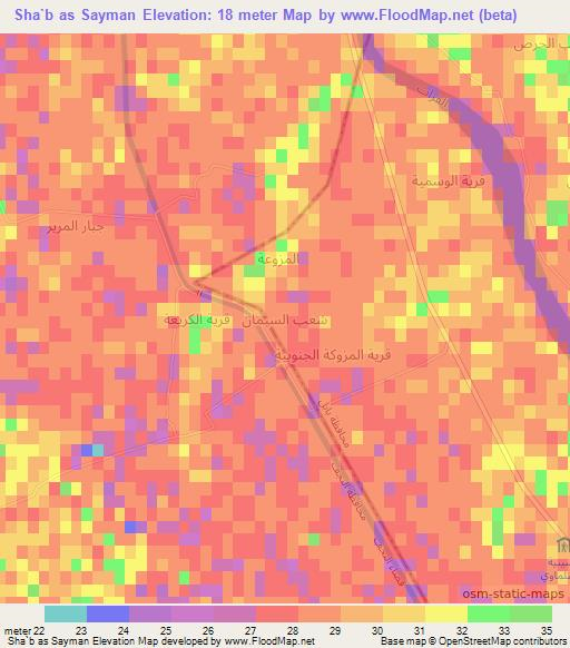 Sha`b as Sayman,Iraq Elevation Map