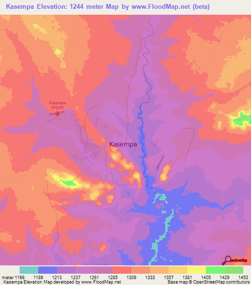 Kasempa,Zambia Elevation Map