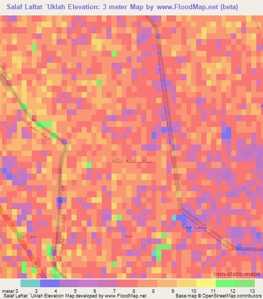 Salaf Laftat `Uklah,Iraq Elevation Map