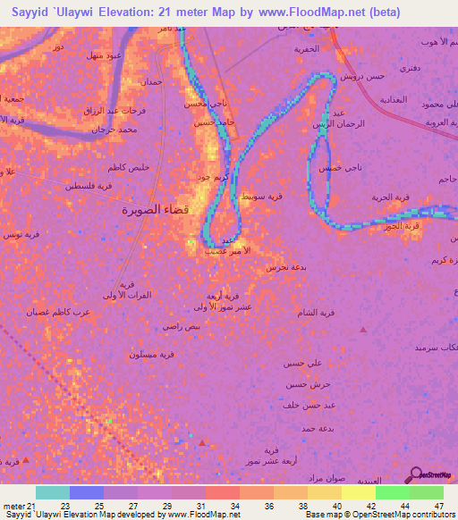 Sayyid `Ulaywi,Iraq Elevation Map