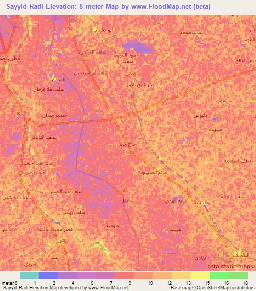 Sayyid Radi,Iraq Elevation Map