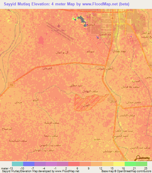 Sayyid Mutlaq,Iraq Elevation Map