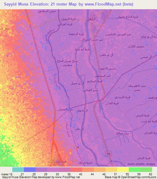 Sayyid Musa,Iraq Elevation Map