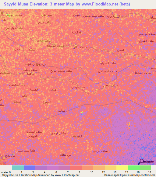 Sayyid Musa,Iraq Elevation Map