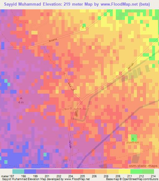 Sayyid Muhammad,Iraq Elevation Map