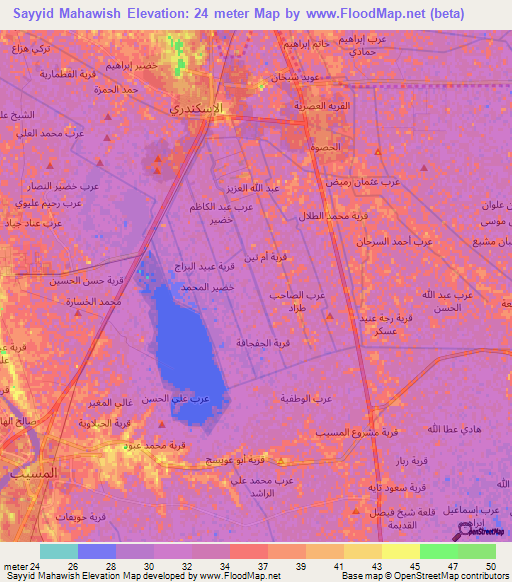 Sayyid Mahawish,Iraq Elevation Map