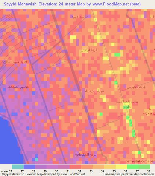 Sayyid Mahawish,Iraq Elevation Map