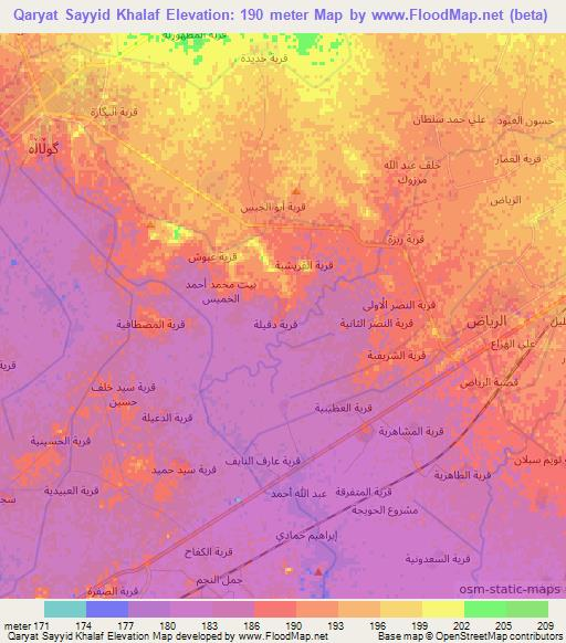 Qaryat Sayyid Khalaf,Iraq Elevation Map