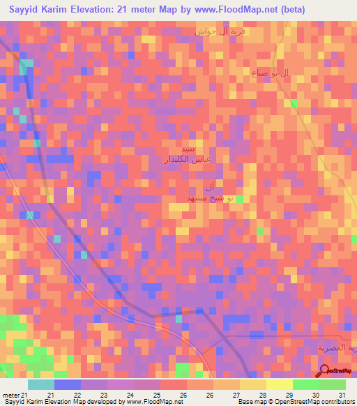 Sayyid Karim,Iraq Elevation Map