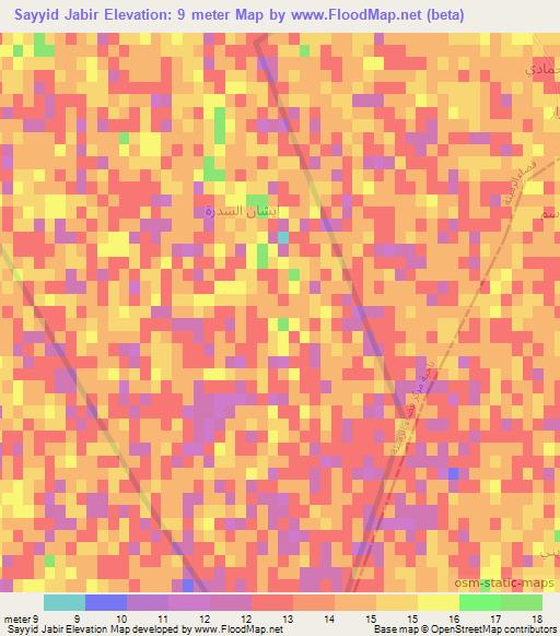 Sayyid Jabir,Iraq Elevation Map