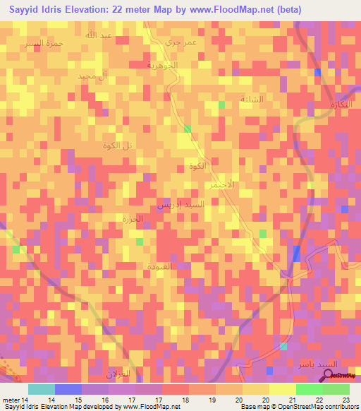 Sayyid Idris,Iraq Elevation Map