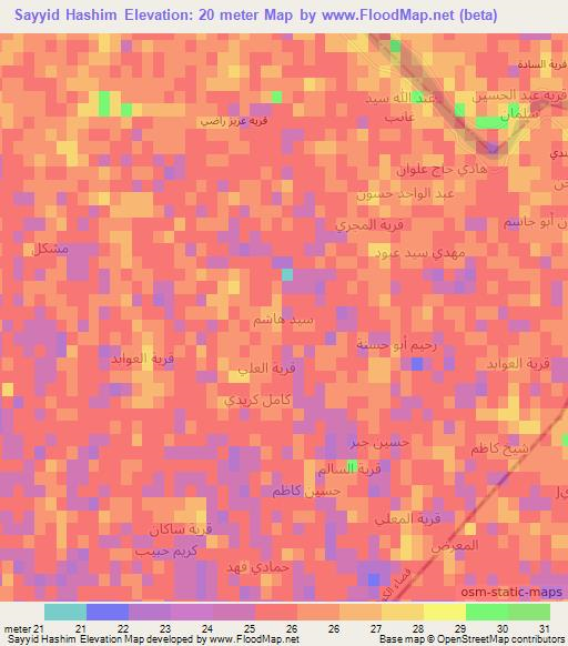 Sayyid Hashim,Iraq Elevation Map