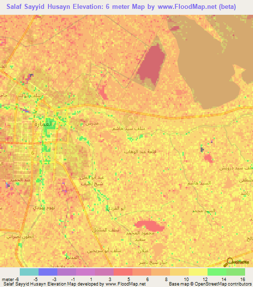 Salaf Sayyid Husayn,Iraq Elevation Map