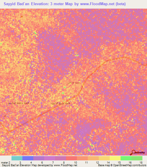 Sayyid Bad`an,Iraq Elevation Map