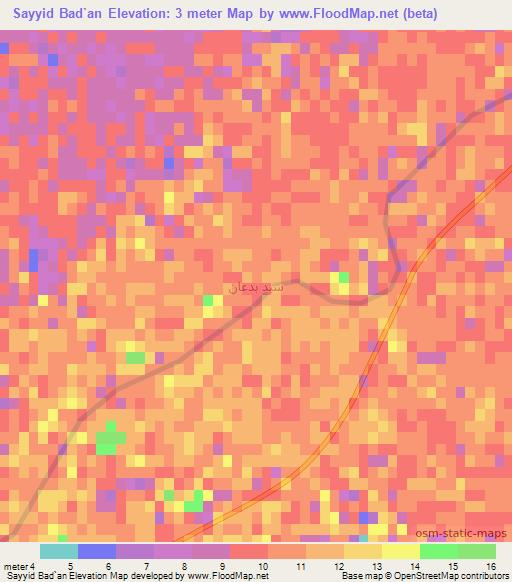 Sayyid Bad`an,Iraq Elevation Map