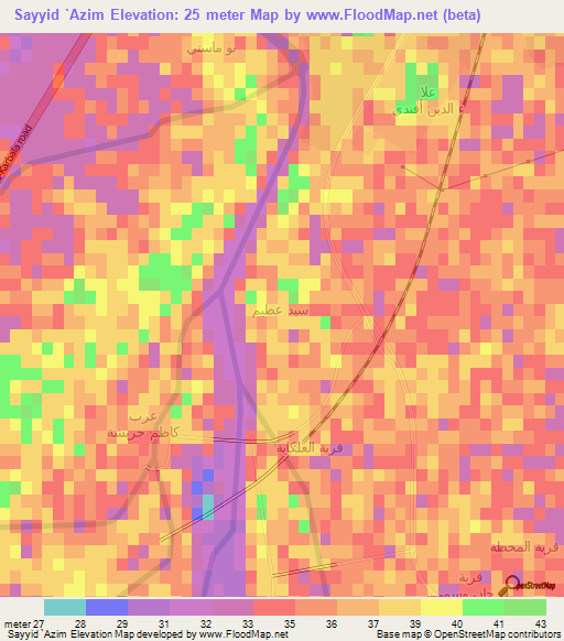 Sayyid `Azim,Iraq Elevation Map