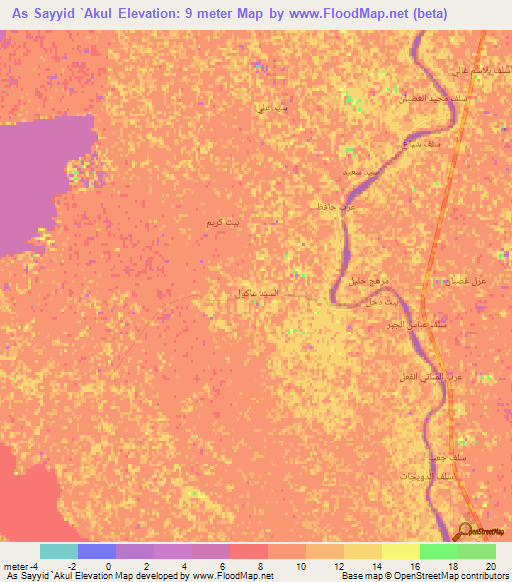 As Sayyid `Akul,Iraq Elevation Map