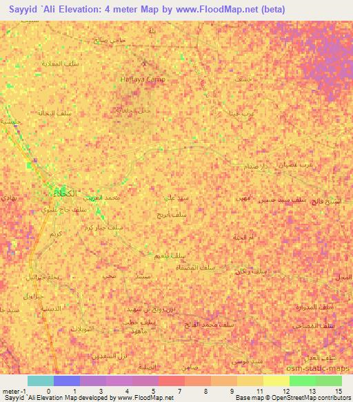 Sayyid `Ali,Iraq Elevation Map