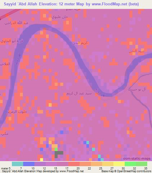 Sayyid `Abd Allah,Iraq Elevation Map