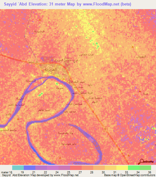 Sayyid `Abd,Iraq Elevation Map