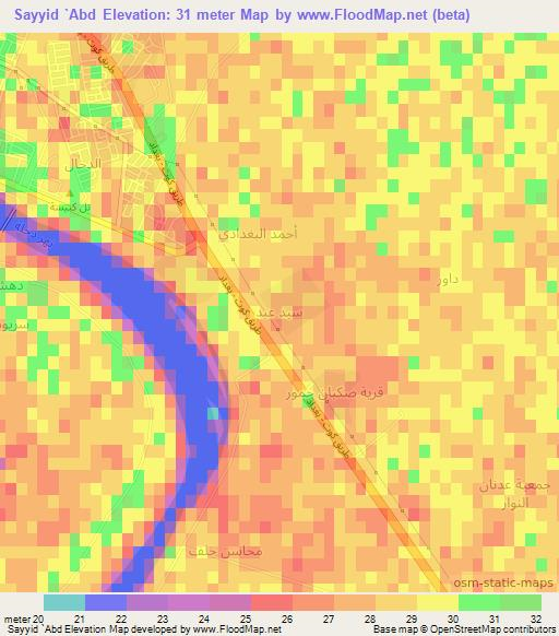 Sayyid `Abd,Iraq Elevation Map