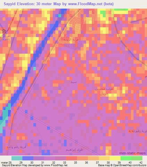 Sayyid,Iraq Elevation Map