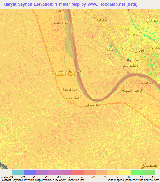 Qaryat Sayhan,Iraq Elevation Map