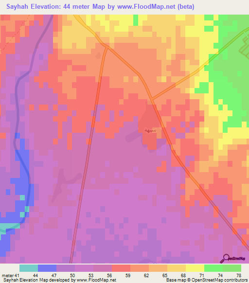 Sayhah,Iraq Elevation Map