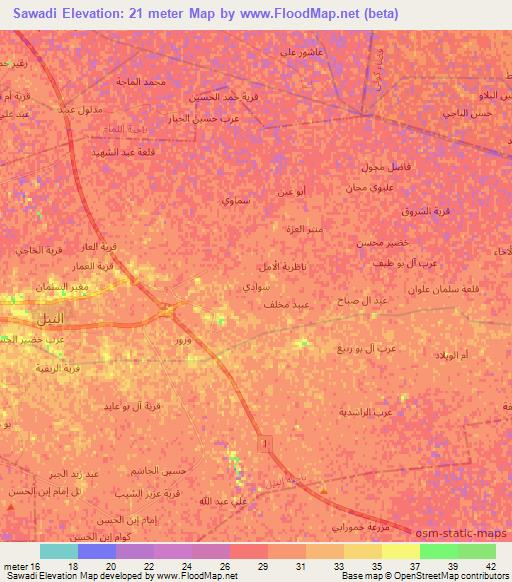 Sawadi,Iraq Elevation Map