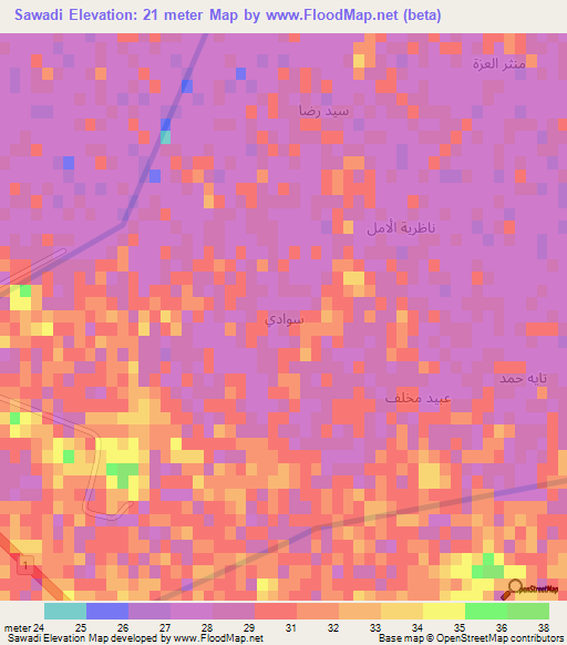 Sawadi,Iraq Elevation Map