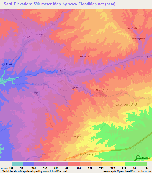 Sarti,Iraq Elevation Map