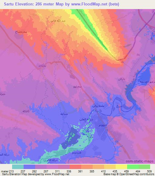 Sartu,Iraq Elevation Map